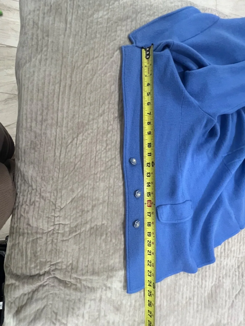 Pure Merino Wool Talbots Sweater Blazer Jacket Blue Size Large Button Front - Picture 13 of 16